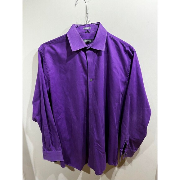 Kenneth Cole Reaction Dark Purple Dress Shirt Large Mens 15.5 (32-33) - Picture 1 of 8